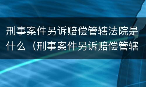 刑事案件另诉赔偿管辖法院是什么（刑事案件另诉赔偿管辖法院是什么部门）