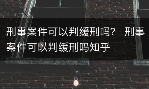刑事案件可以判缓刑吗？ 刑事案件可以判缓刑吗知乎