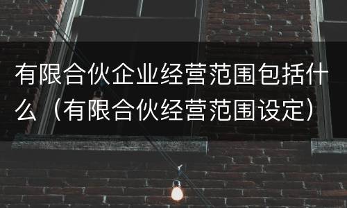 有限合伙企业经营范围包括什么（有限合伙经营范围设定）