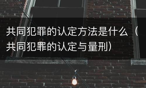 共同犯罪的认定方法是什么（共同犯罪的认定与量刑）