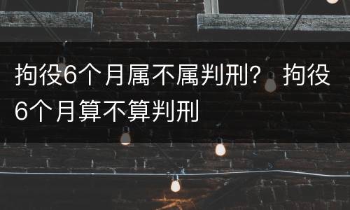 拘役6个月属不属判刑？ 拘役6个月算不算判刑