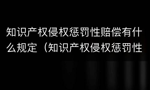 知识产权侵权惩罚性赔偿有什么规定（知识产权侵权惩罚性赔偿有什么规定吗）