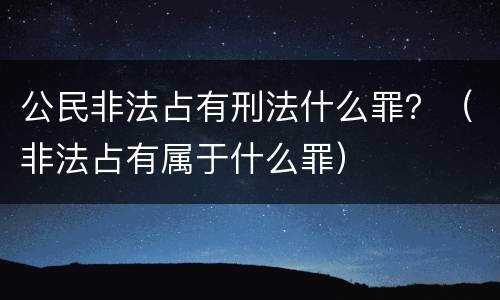 公民非法占有刑法什么罪？（非法占有属于什么罪）