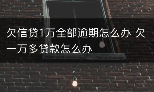 欠信贷1万全部逾期怎么办 欠一万多贷款怎么办