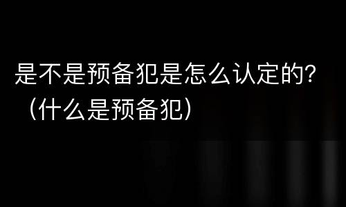 是不是预备犯是怎么认定的？（什么是预备犯）