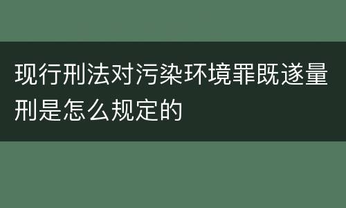 现行刑法对污染环境罪既遂量刑是怎么规定的