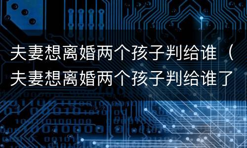 夫妻想离婚两个孩子判给谁（夫妻想离婚两个孩子判给谁了）