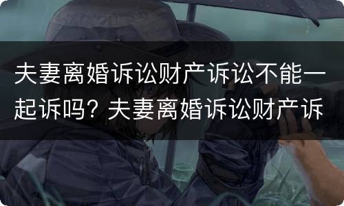 夫妻离婚诉讼财产诉讼不能一起诉吗? 夫妻离婚诉讼财产诉讼不能一起诉吗怎么办