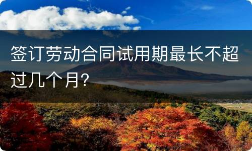 签订劳动合同试用期最长不超过几个月？