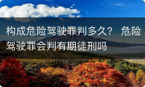 构成危险驾驶罪判多久？ 危险驾驶罪会判有期徒刑吗