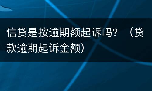信贷是按逾期额起诉吗？（贷款逾期起诉金额）