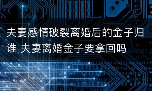 夫妻感情破裂离婚后的金子归谁 夫妻离婚金子要拿回吗