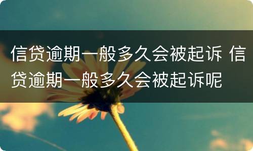 信贷逾期一般多久会被起诉 信贷逾期一般多久会被起诉呢