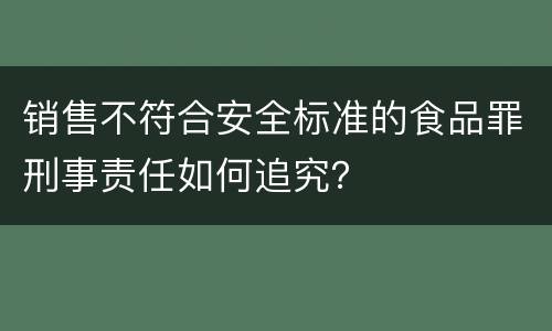 销售不符合安全标准的食品罪刑事责任如何追究？