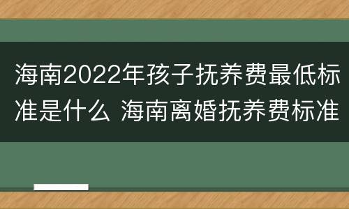 海南2022年孩子抚养费最低标准是什么 海南离婚抚养费标准