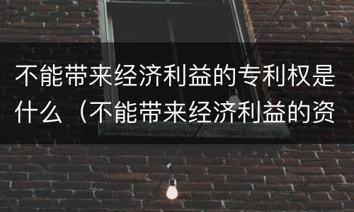 不能带来经济利益的专利权是什么（不能带来经济利益的资产）