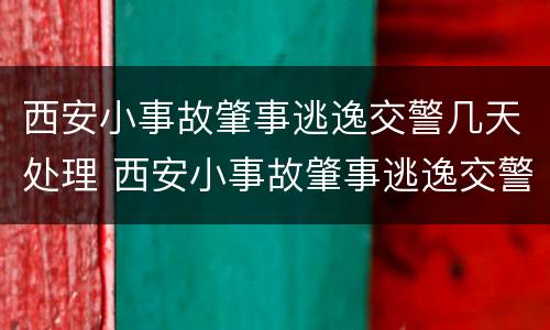 西安小事故肇事逃逸交警几天处理 西安小事故肇事逃逸交警几天处理完毕