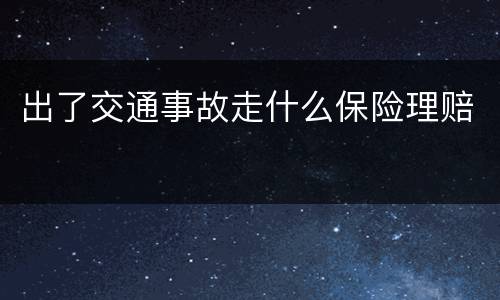 出了交通事故走什么保险理赔