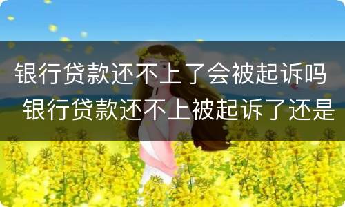 银行贷款还不上了会被起诉吗 银行贷款还不上被起诉了还是还不上怎么办