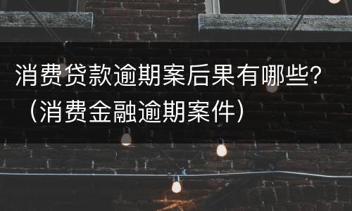消费贷款逾期案后果有哪些？（消费金融逾期案件）