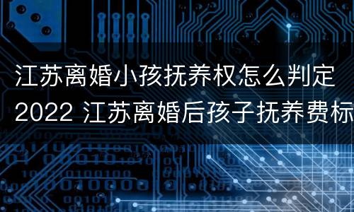 江苏离婚小孩抚养权怎么判定2022 江苏离婚后孩子抚养费标准2021年