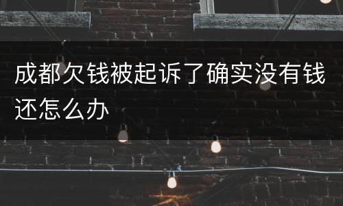 成都欠钱被起诉了确实没有钱还怎么办