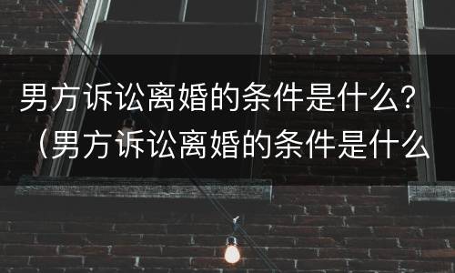 男方诉讼离婚的条件是什么？（男方诉讼离婚的条件是什么样的）