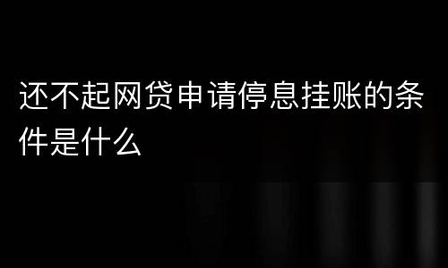 还不起网贷申请停息挂账的条件是什么