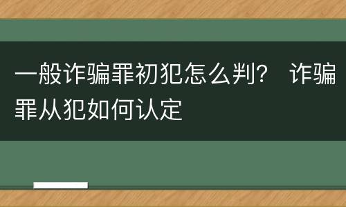 一般诈骗罪初犯怎么判？ 诈骗罪从犯如何认定