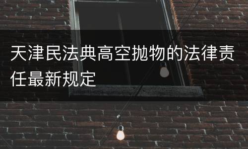 天津民法典高空抛物的法律责任最新规定