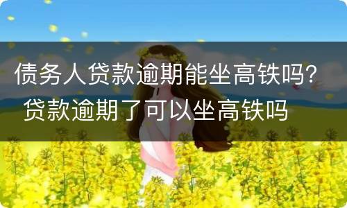 债务人贷款逾期能坐高铁吗？ 贷款逾期了可以坐高铁吗