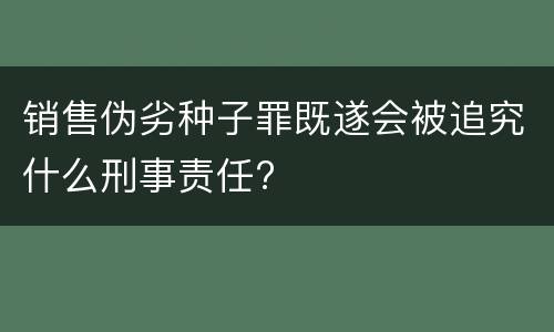 销售伪劣种子罪既遂会被追究什么刑事责任?