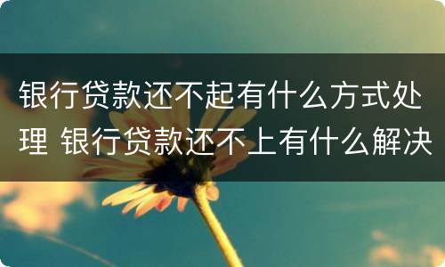 银行贷款还不起有什么方式处理 银行贷款还不上有什么解决的办法吗