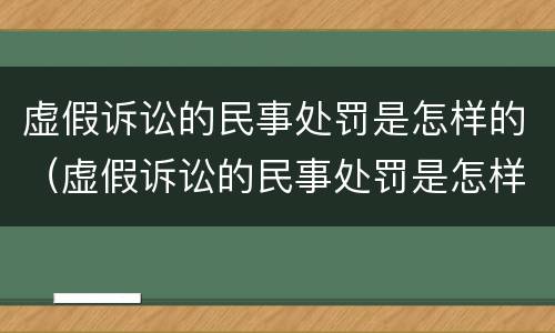 虚假诉讼的民事处罚是怎样的（虚假诉讼的民事处罚是怎样的情形）