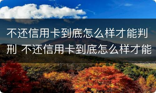 不还信用卡到底怎么样才能判刑 不还信用卡到底怎么样才能判刑呀
