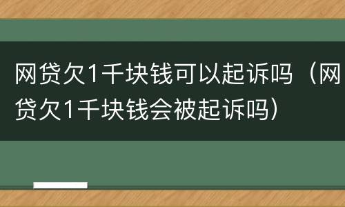 网贷欠1千块钱可以起诉吗（网贷欠1千块钱会被起诉吗）