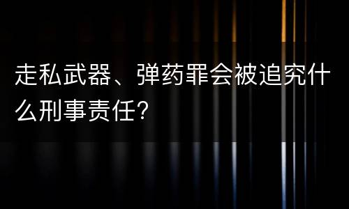 走私武器、弹药罪会被追究什么刑事责任?