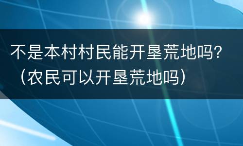 不是本村村民能开垦荒地吗？（农民可以开垦荒地吗）