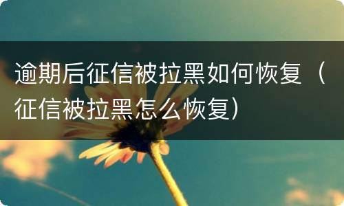 逾期后征信被拉黑如何恢复（征信被拉黑怎么恢复）
