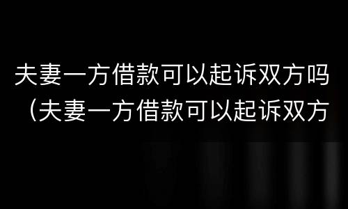 夫妻一方借款可以起诉双方吗（夫妻一方借款可以起诉双方吗法院）