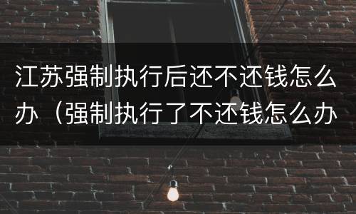江苏强制执行后还不还钱怎么办（强制执行了不还钱怎么办）