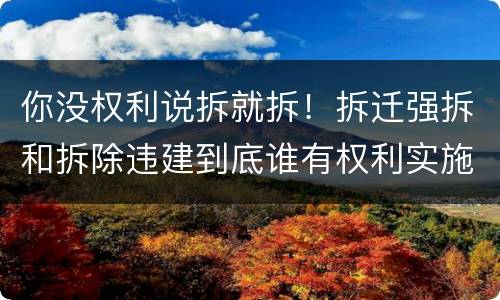 你没权利说拆就拆！拆迁强拆和拆除违建到底谁有权利实施？