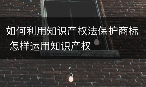 如何利用知识产权法保护商标 怎样运用知识产权