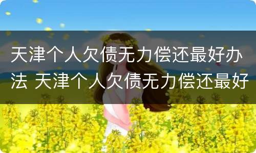 天津个人欠债无力偿还最好办法 天津个人欠债无力偿还最好办法是什么