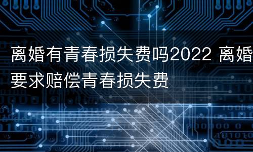 离婚有青春损失费吗2022 离婚要求赔偿青春损失费