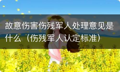 故意伤害伤残军人处理意见是什么（伤残军人认定标准）