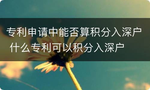 专利申请中能否算积分入深户 什么专利可以积分入深户