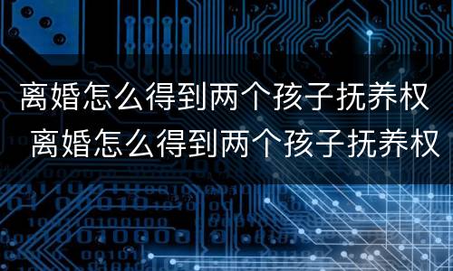 离婚怎么得到两个孩子抚养权 离婚怎么得到两个孩子抚养权呢