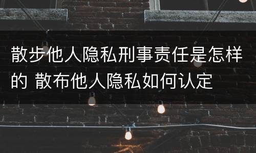 散步他人隐私刑事责任是怎样的 散布他人隐私如何认定