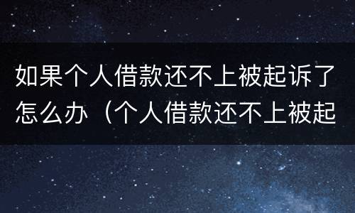 如果个人借款还不上被起诉了怎么办（个人借款还不上被起诉会怎样）